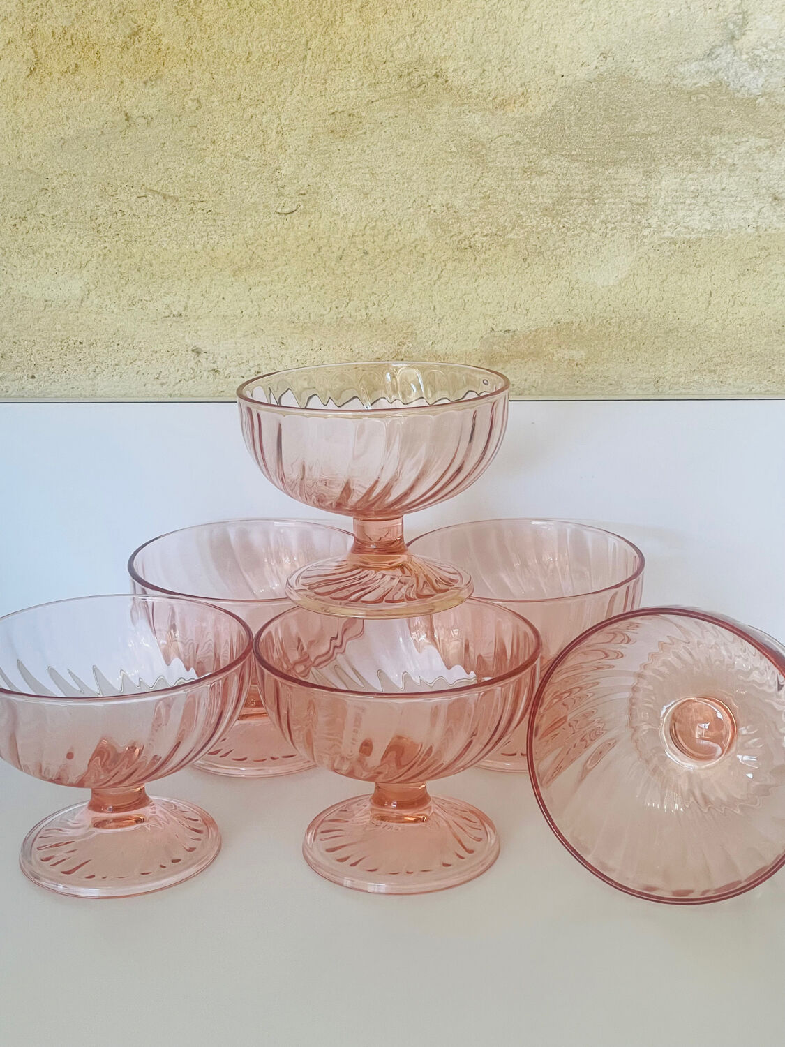 6 large dessert ice cream bowls Rosaline Luminarc France