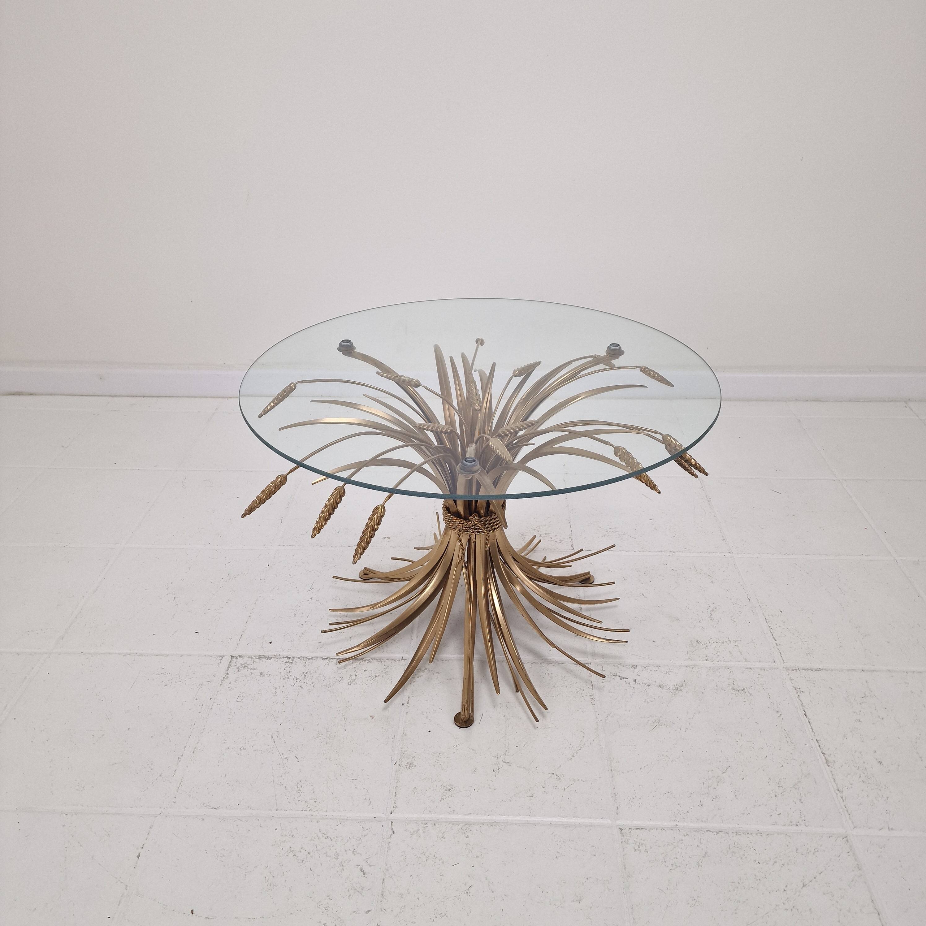 Hollywood Regency Gilded Coco Chanel Style Sheaf of Wheat Coffee Table, 197