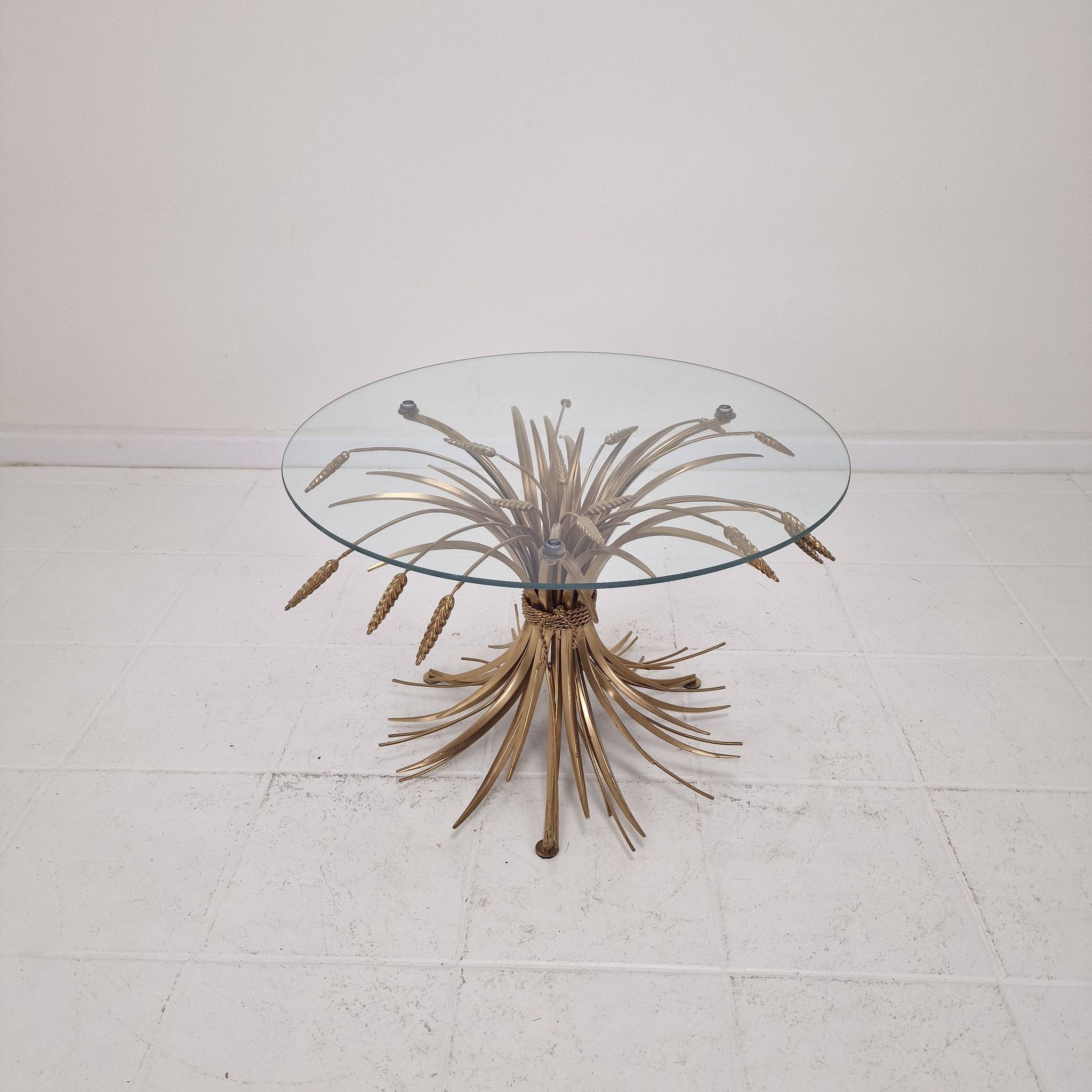 Hollywood Regency Gilded Coco Chanel Style Sheaf of Wheat Coffee Table, 197