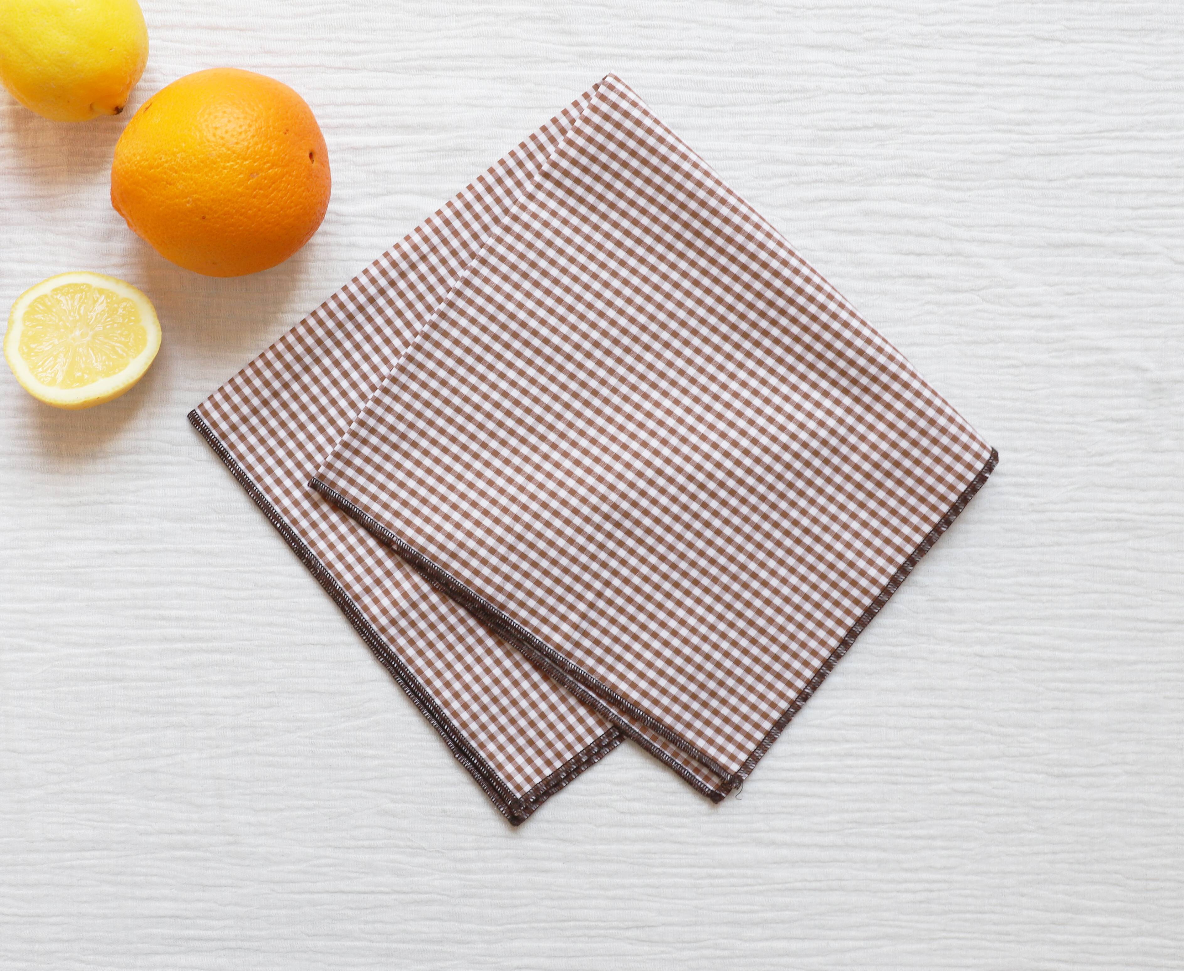 MONOPRIX - serviette petit vichy marron