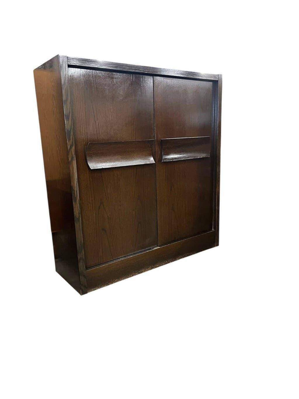 Vintage brutalist buffet/bar/dark wood sideboard
