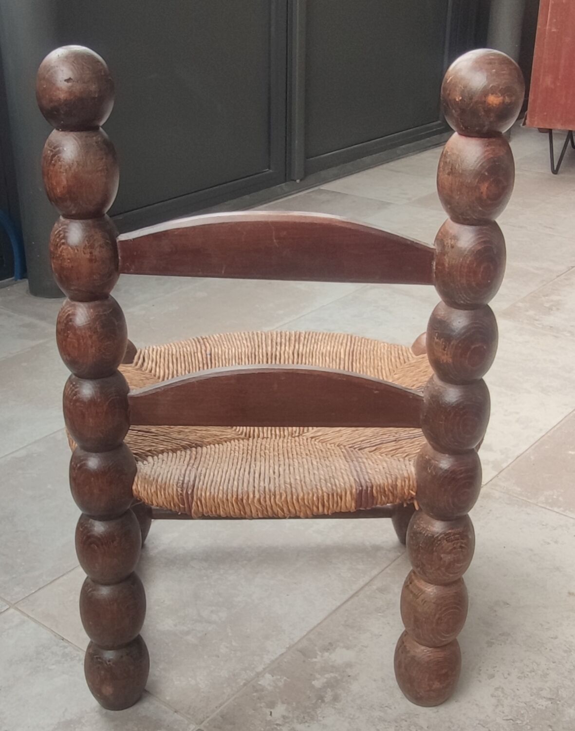 Rustic chair turned wood / design 20 th century