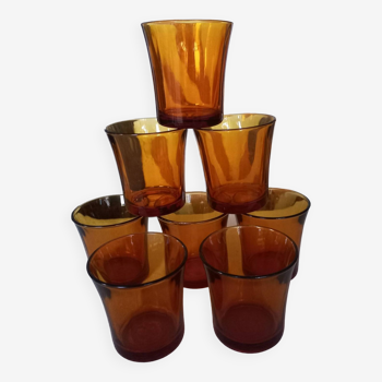 Lot de 8 verres gobelets Duralex ambre