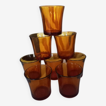 Set of 8 Duralex amber tumbler glasses