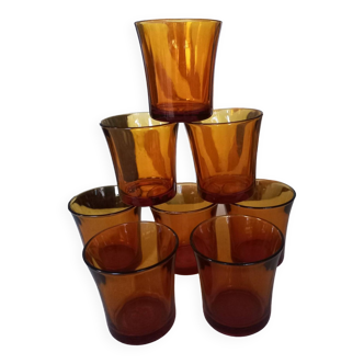 Lot de 8 verres gobelets Duralex ambre