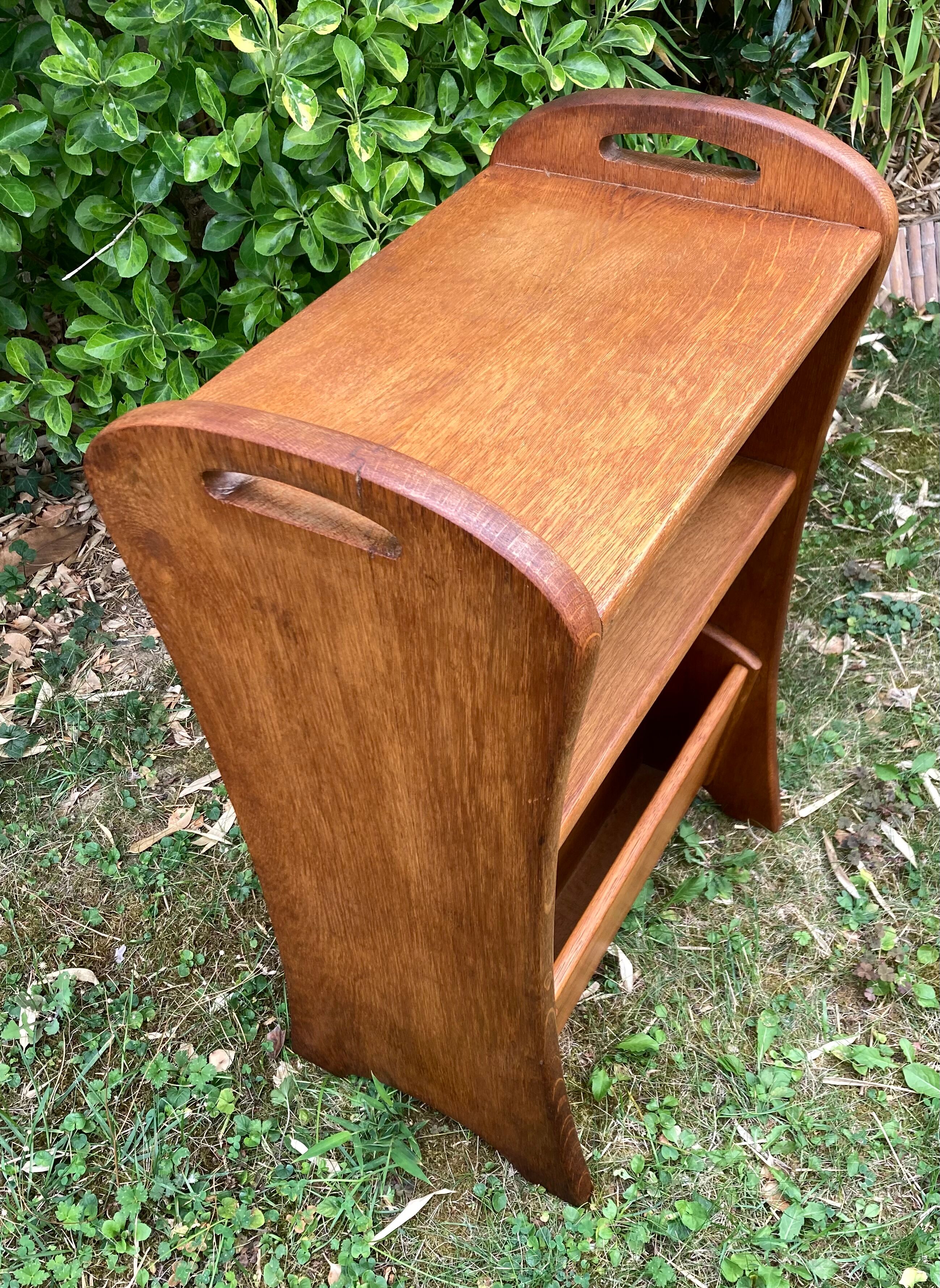 Magazine holder end of sofa 40s oak