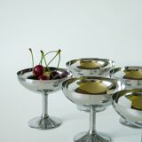 Set of 6 large stainless steel bowls, Tall, Design, 1970, 10 x 10 cm