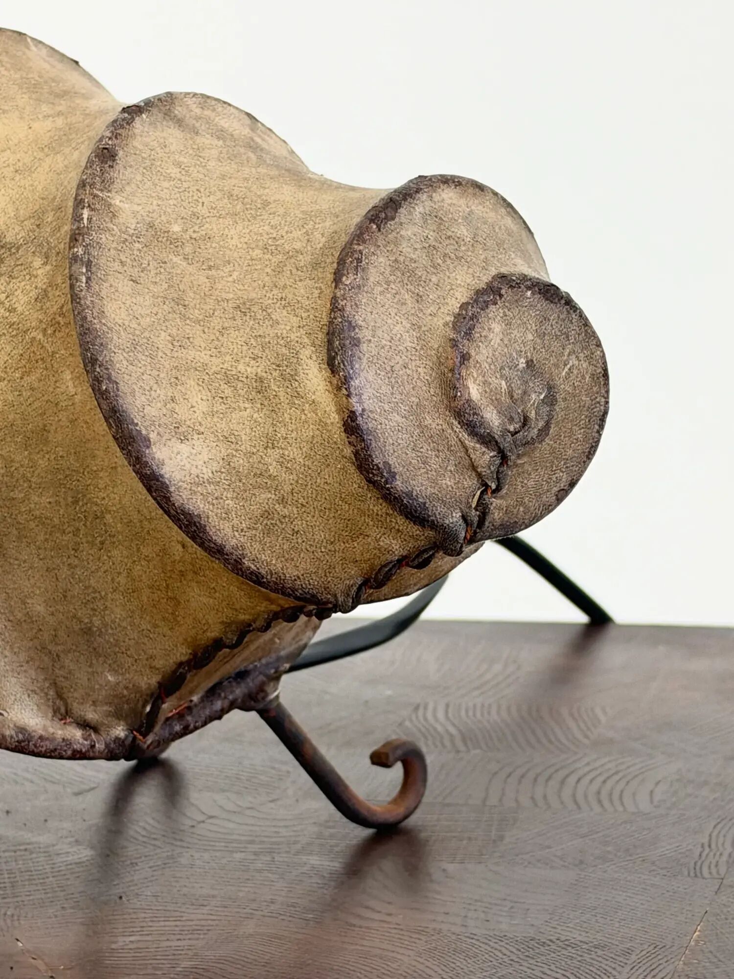 Vintage rawhide swirl table lamp with organic design