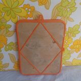 Vintage tryptic barber mirror orange 70s