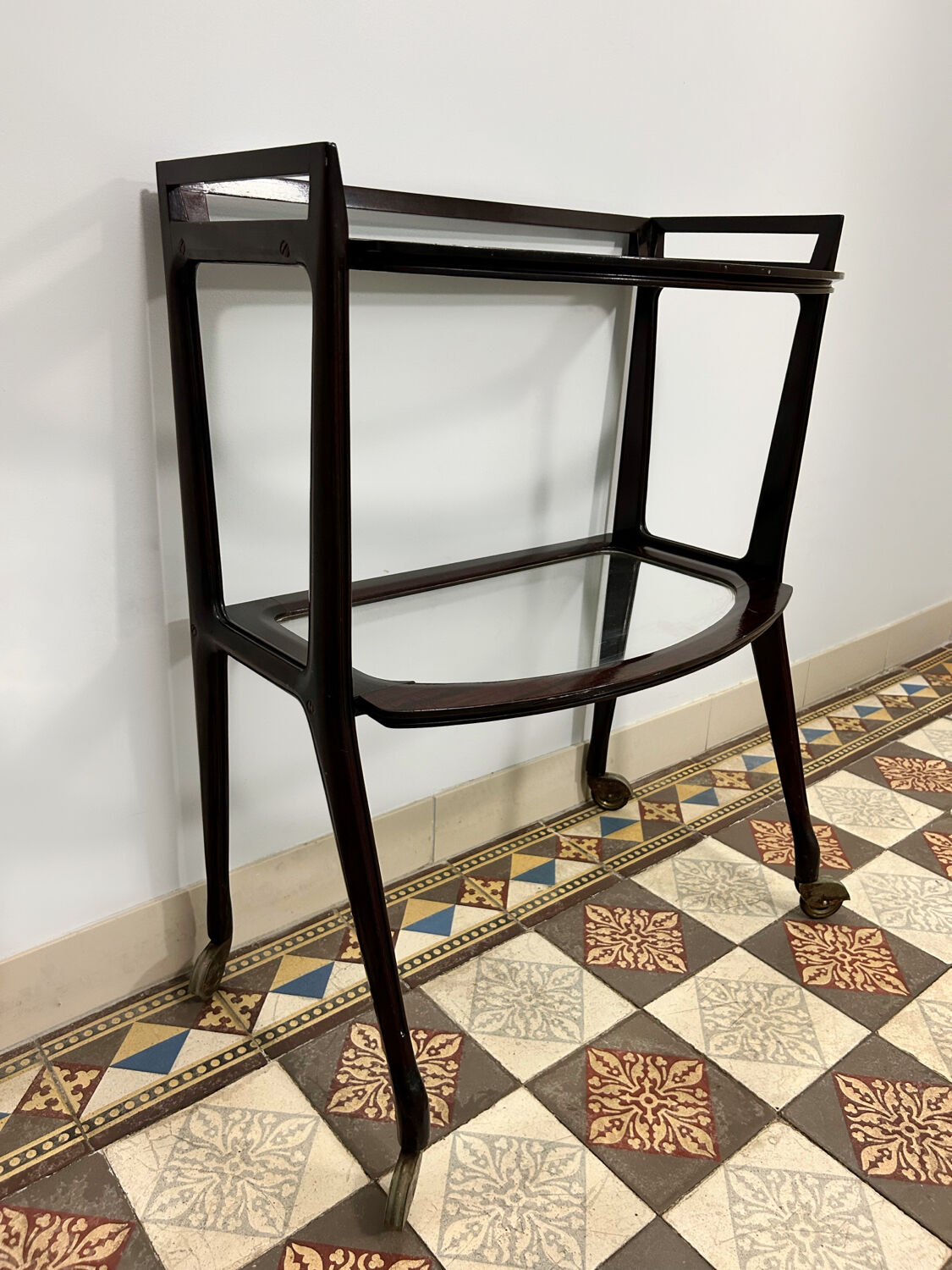 Mahogany and glass server from the 1950s