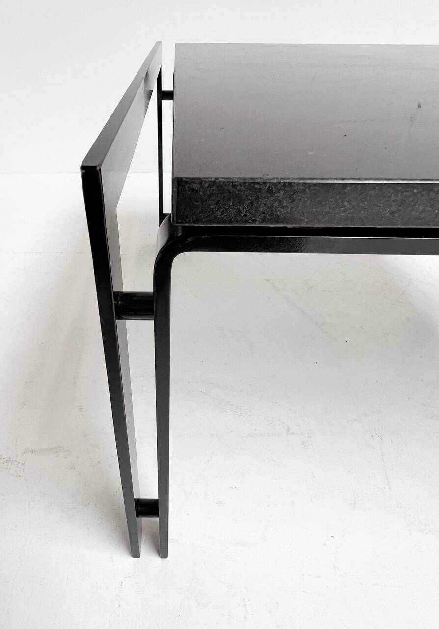 Black granite side table or coffee table from the 1980’s