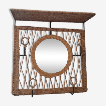 Coat rack dressing room vintage rattan year 50