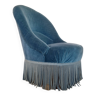 Blue velvet toad armchair with fringes