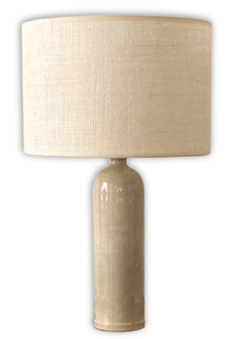 Lampe grès et jute tissée
