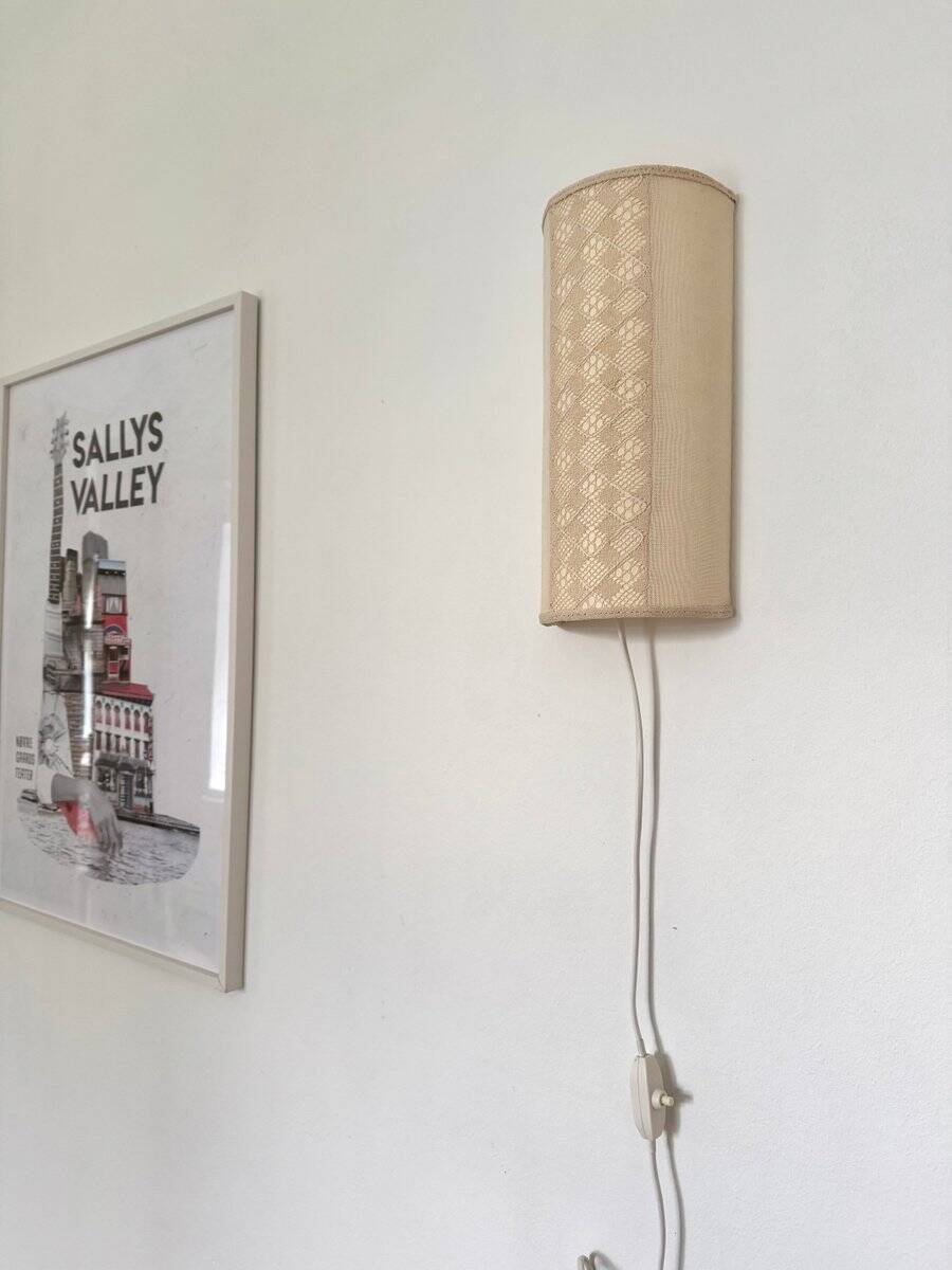 Vintage Swedish textile wall lamps, set of 2