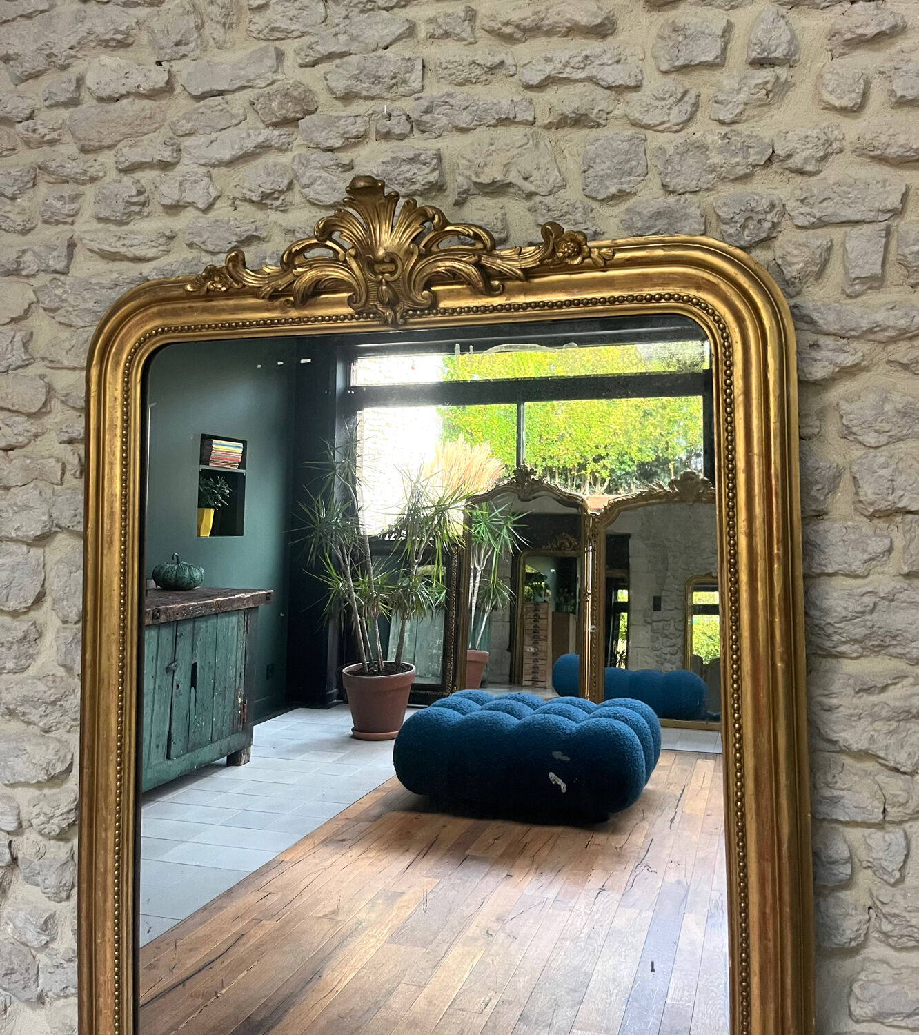 Louis-Philippe gilded fireplace mirror (trumeau style)