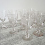 9 old port glass art deco style glass