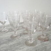 9 anciens verres à porto en verre style art déco