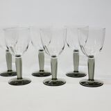 8 Bormioli Rocco Vintage Crystal Water Glasses with Grooved Grey Base