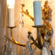Old brass sconce with glass drops