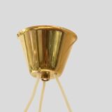 Scandinavian pendant lamp, brass and teak, 60s