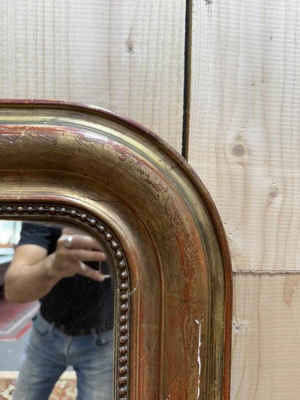 Miroir époque Louis Philippe à la feuille d'or 140x100 cm