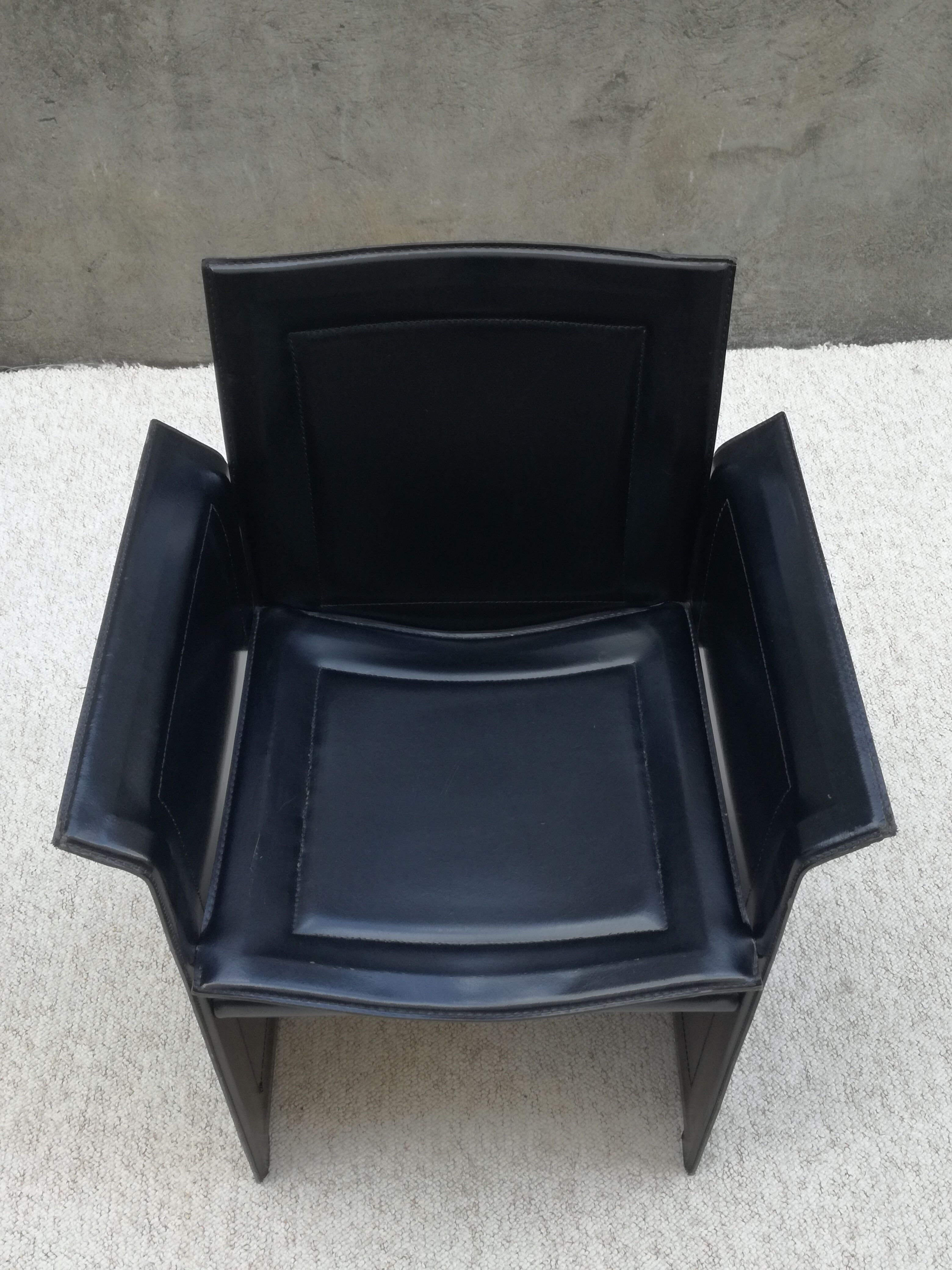 Tito Agnoli Italian black leather design chair