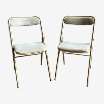 Pair of folding theatre chairs