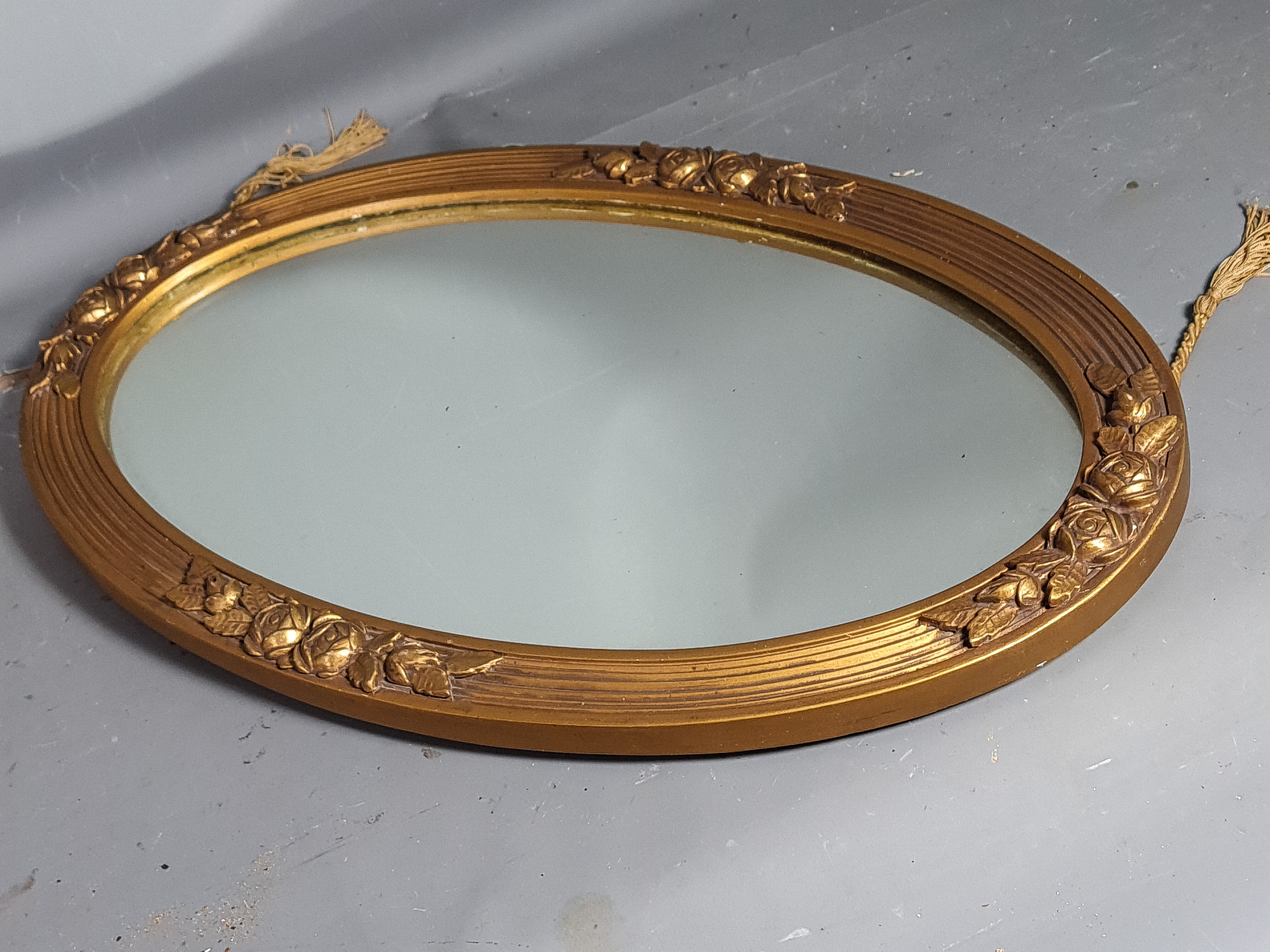 Old mirror frame Art Deco wood & gilded stucco 54x32,5 cm SB