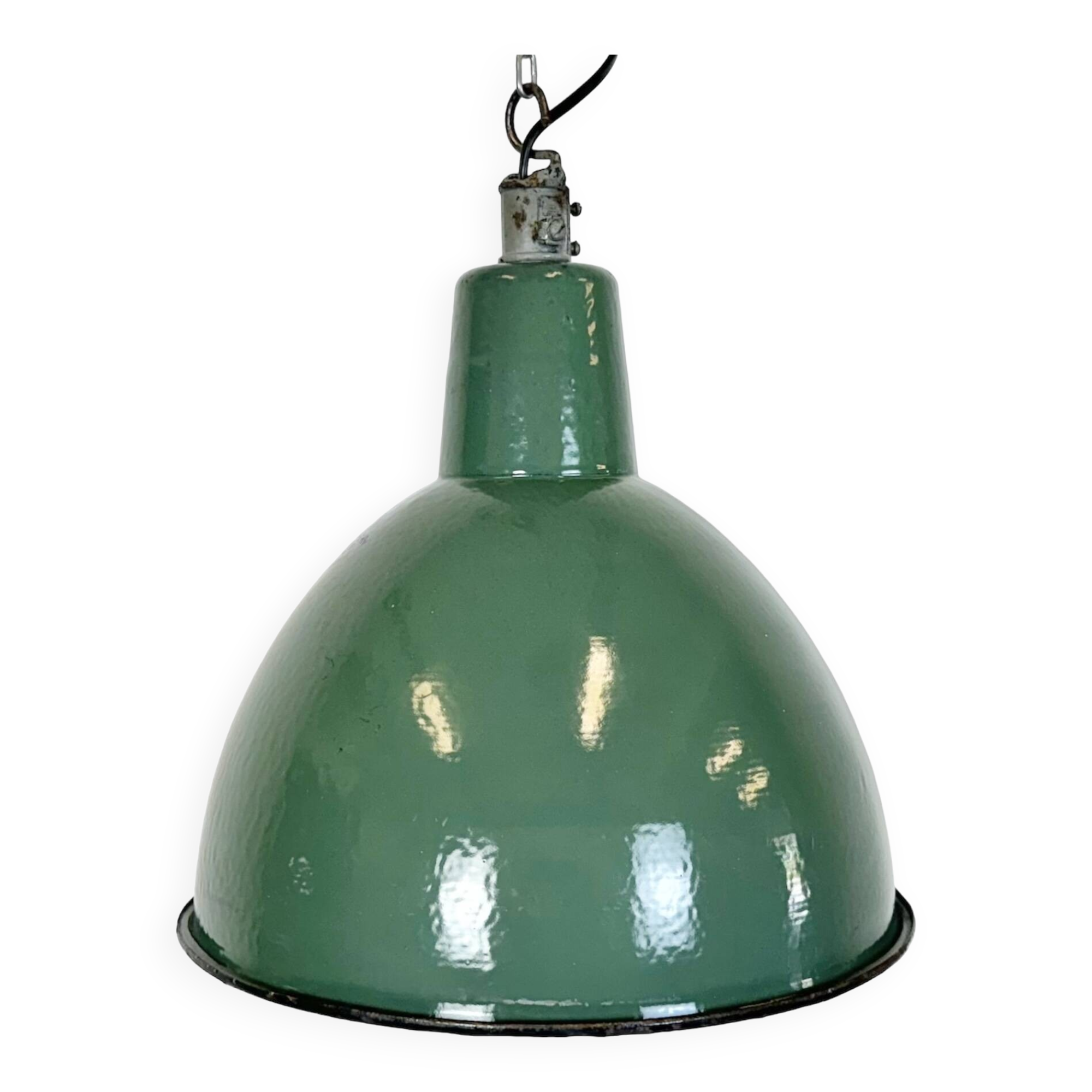 Industrial Green Enamel Factory Pendant Lamp, 1960s
