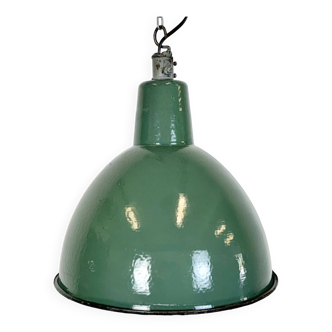 Industrial Green Enamel Factory Pendant Lamp, 1960s