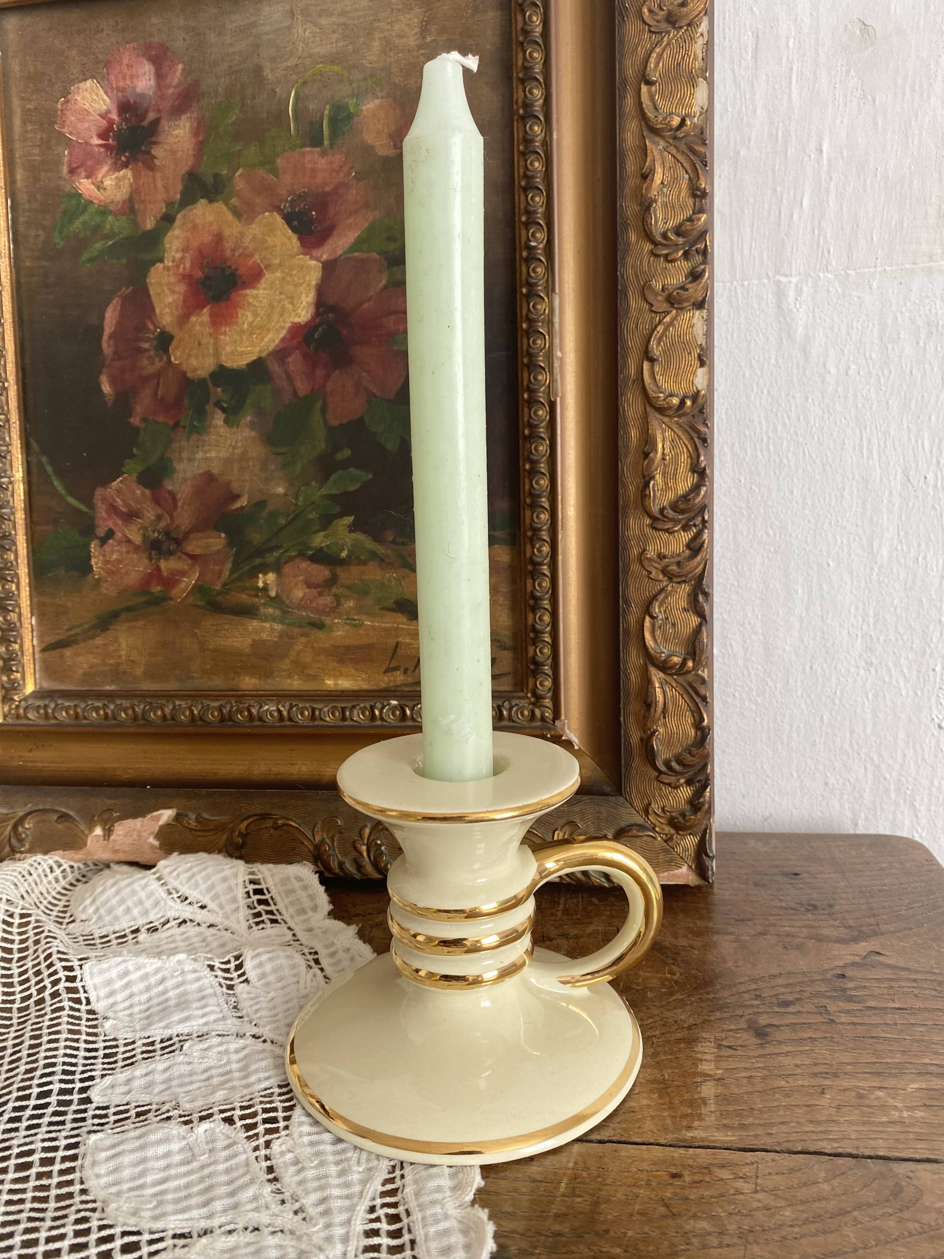 Charming cream and gold thumb candle holder, 1950s