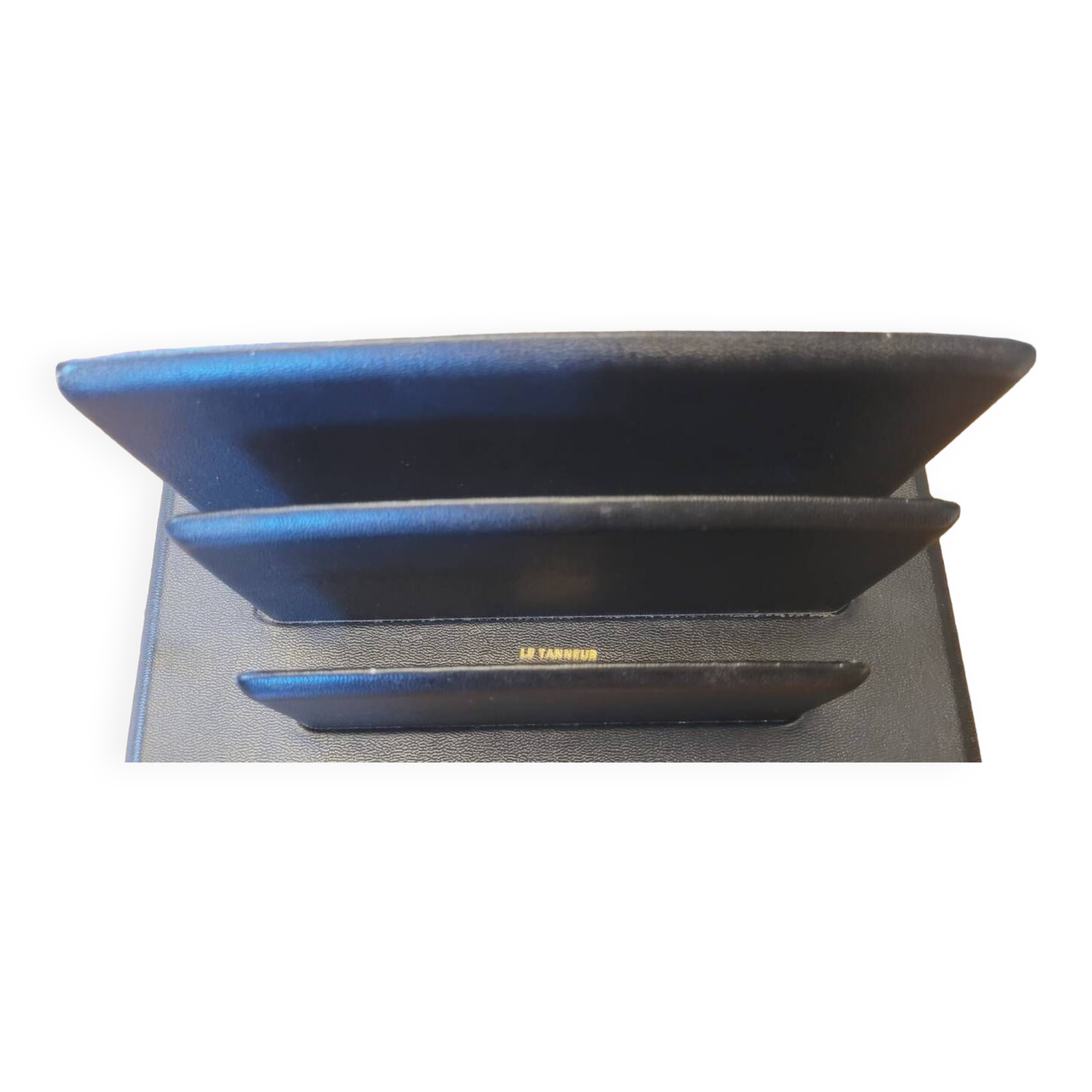 50's black leather letter holder