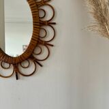 Oval rattan mirror