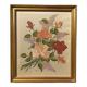 Composition florale roses et lilas. Peinture à  l'aiguille en soie