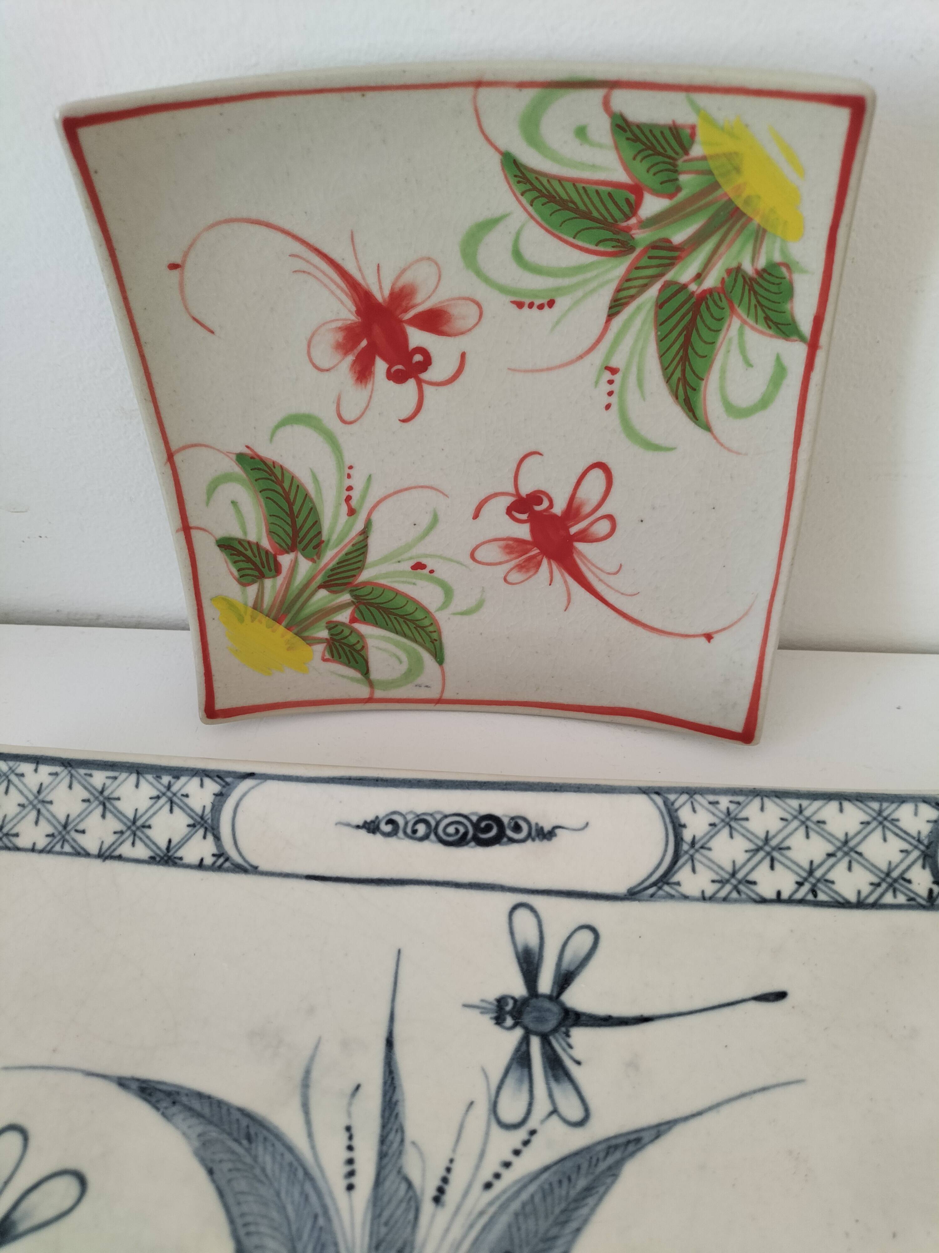 Set of vintage dragonfly bowls Bát Tràng Vietnam