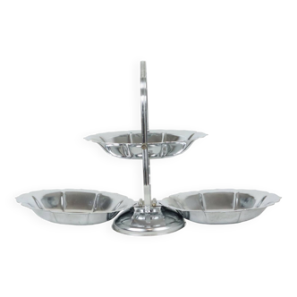 Mid Century Foldable Cake Stand Snack Etagère 3 Levels Chrome