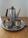 Vintage tea or coffee set in stainless steel and wood – signed Roger Insilco –