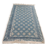 Blue, white and beige margoum rug hand-woven in natural wool