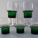 Set of 5 colored green foot glasses 60s