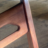 Chaise scandinave en bois palissandre 1960 / 1970 et tissu carreaux marron vintage