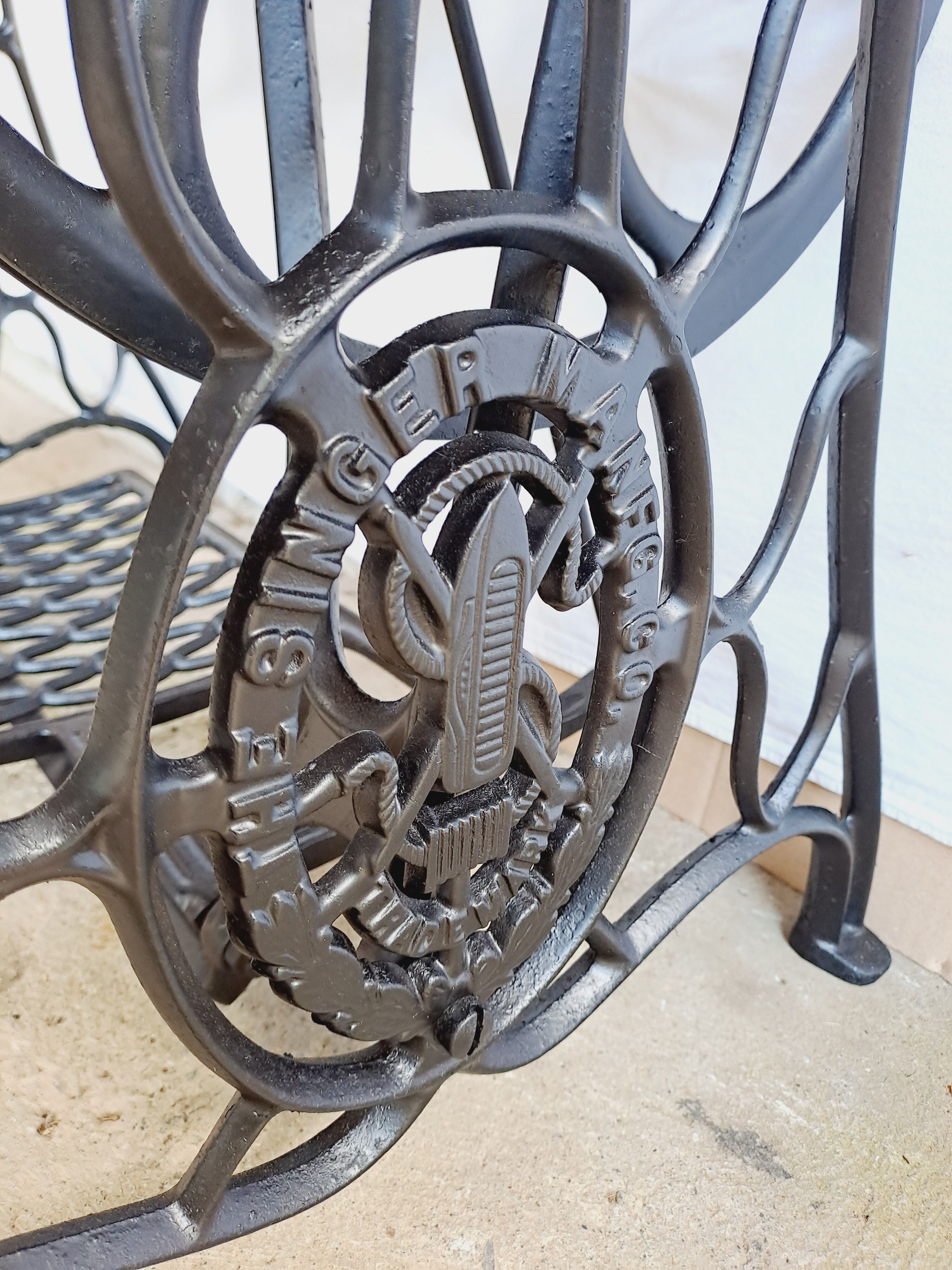 Cast iron and wood console