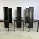 Vintage black leather dining chairs, set of 6, 1980s