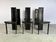 Vintage black leather dining chairs, set of 6, 1980s