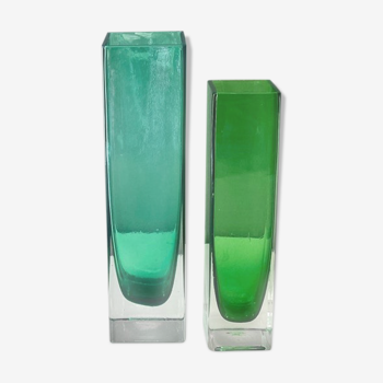 Vase en verre vert 60s