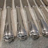 12 dessert knives with silver-plated metal handles, silversmith Ercuis Valencay