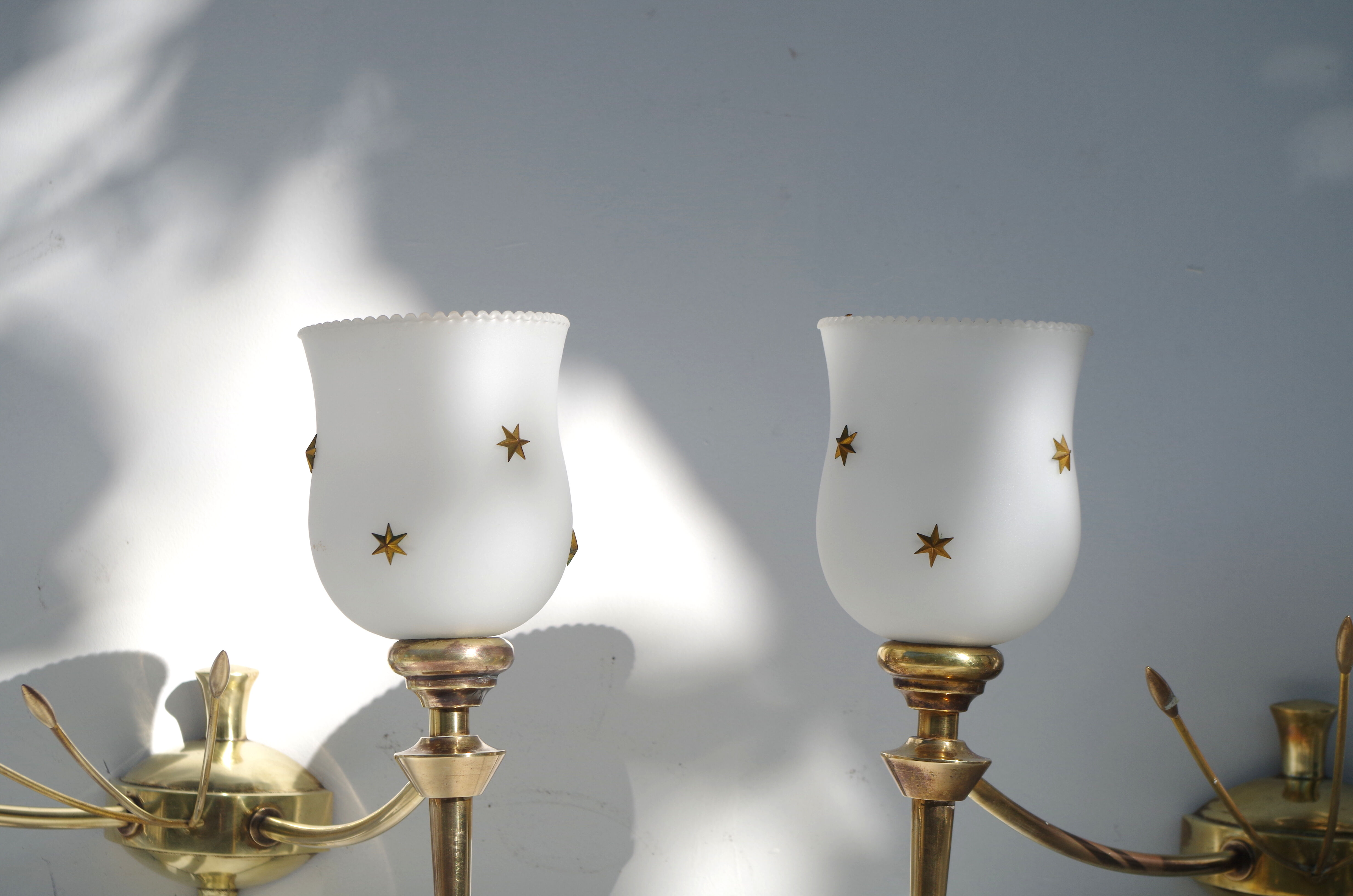 Pair of brass applique Maison Lunel