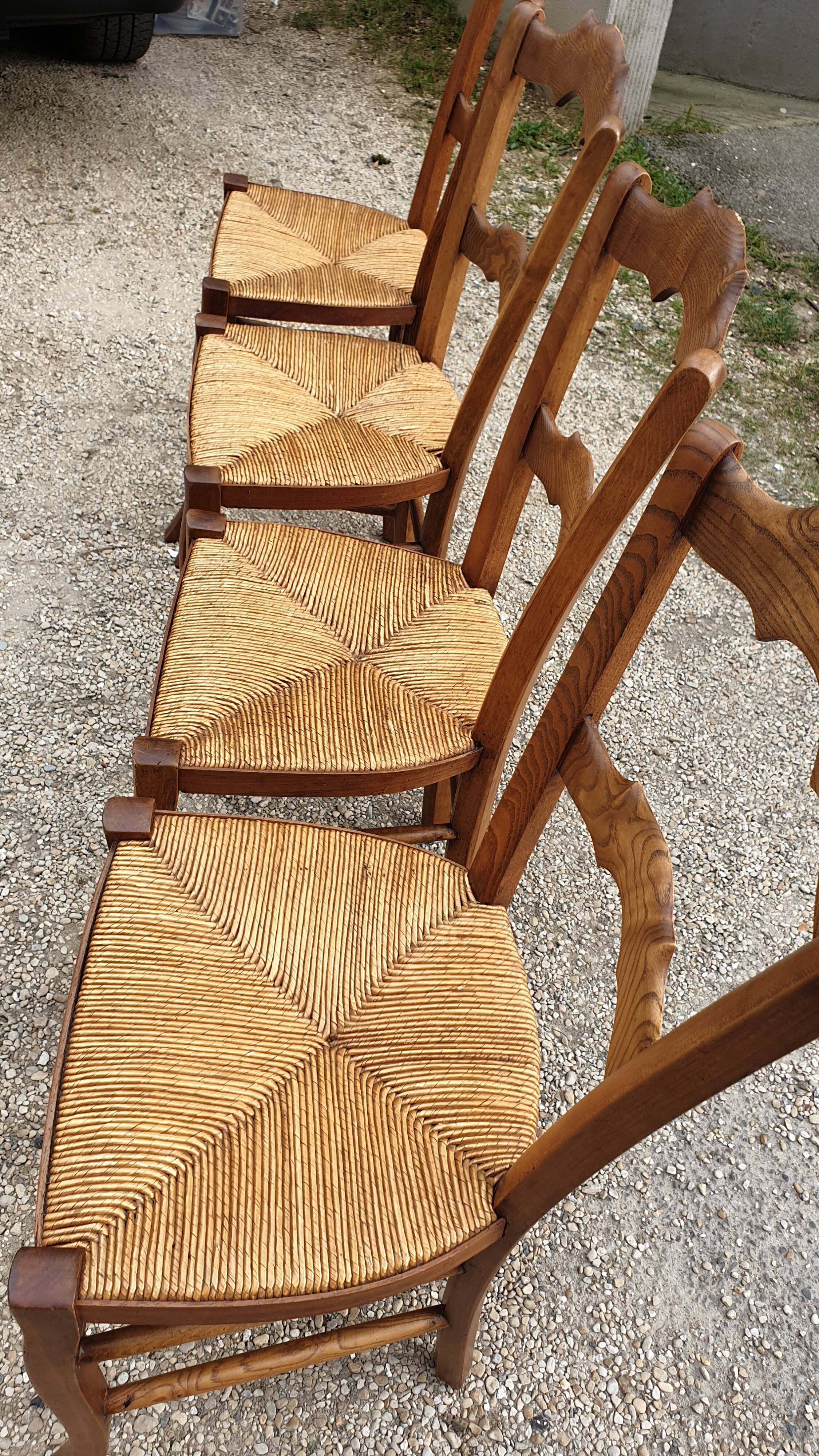 4 chairs rustic straw