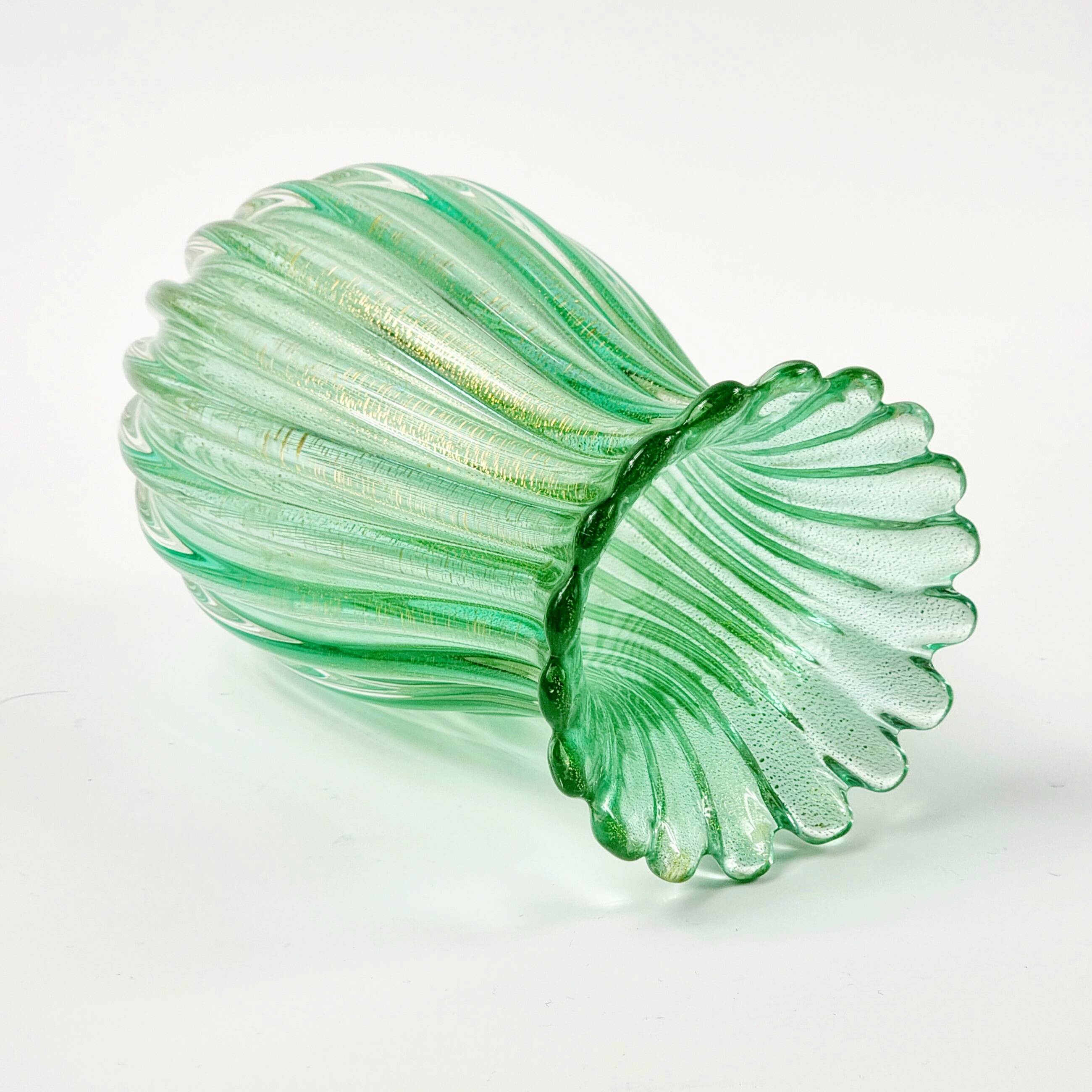 Mid-Century Ribbed Murano Glass Vase by Archimede Seguso for Seguso Vetri d'Arte, Italy, 1950s