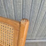 Set of 4 vintage Italian folding chairs in cane 1970s